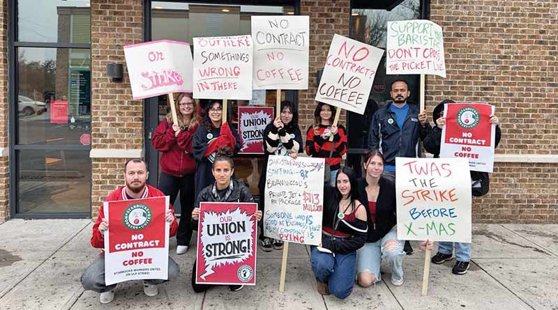 Starbucks workers stage holiday strike