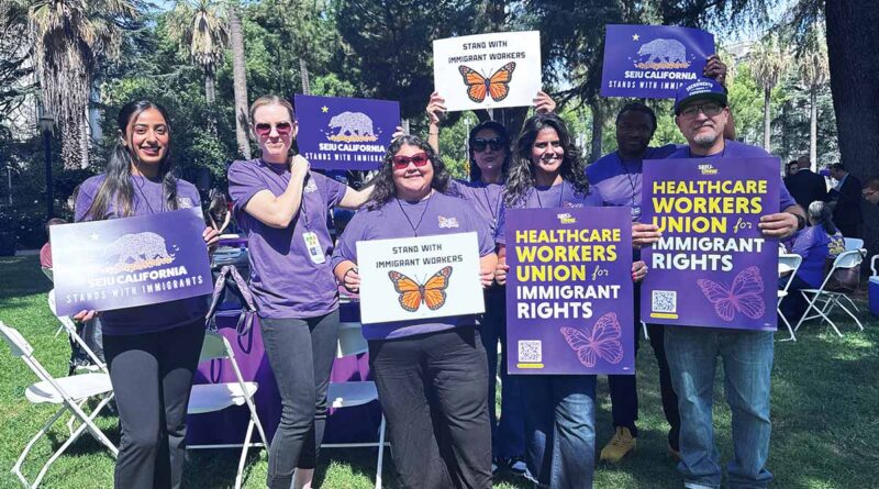 SEIU members rally for immigrant protections